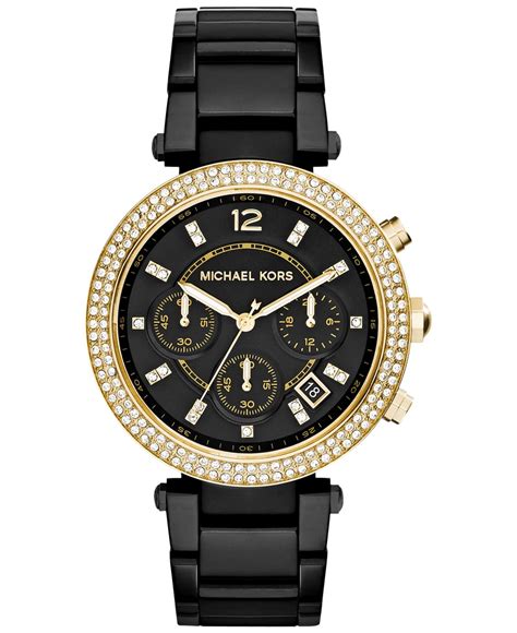 michael kors black watch crystal|michael kors watches black.